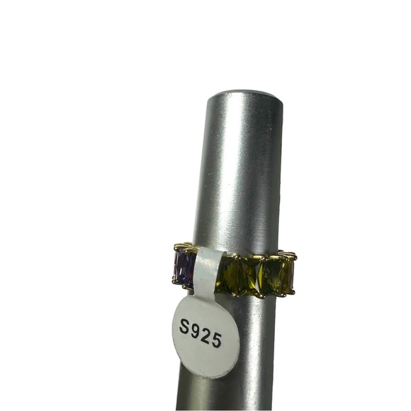 GM CN 925 Sterling Silver 6 mm Rainbow CZs Eternity Ring Size 6 Gay Pride 6g New - Picture 4 of 16